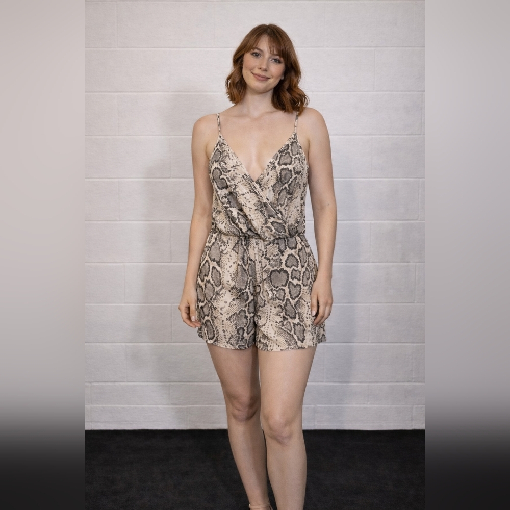 AKIRA Beige and Black Snake Print Dress